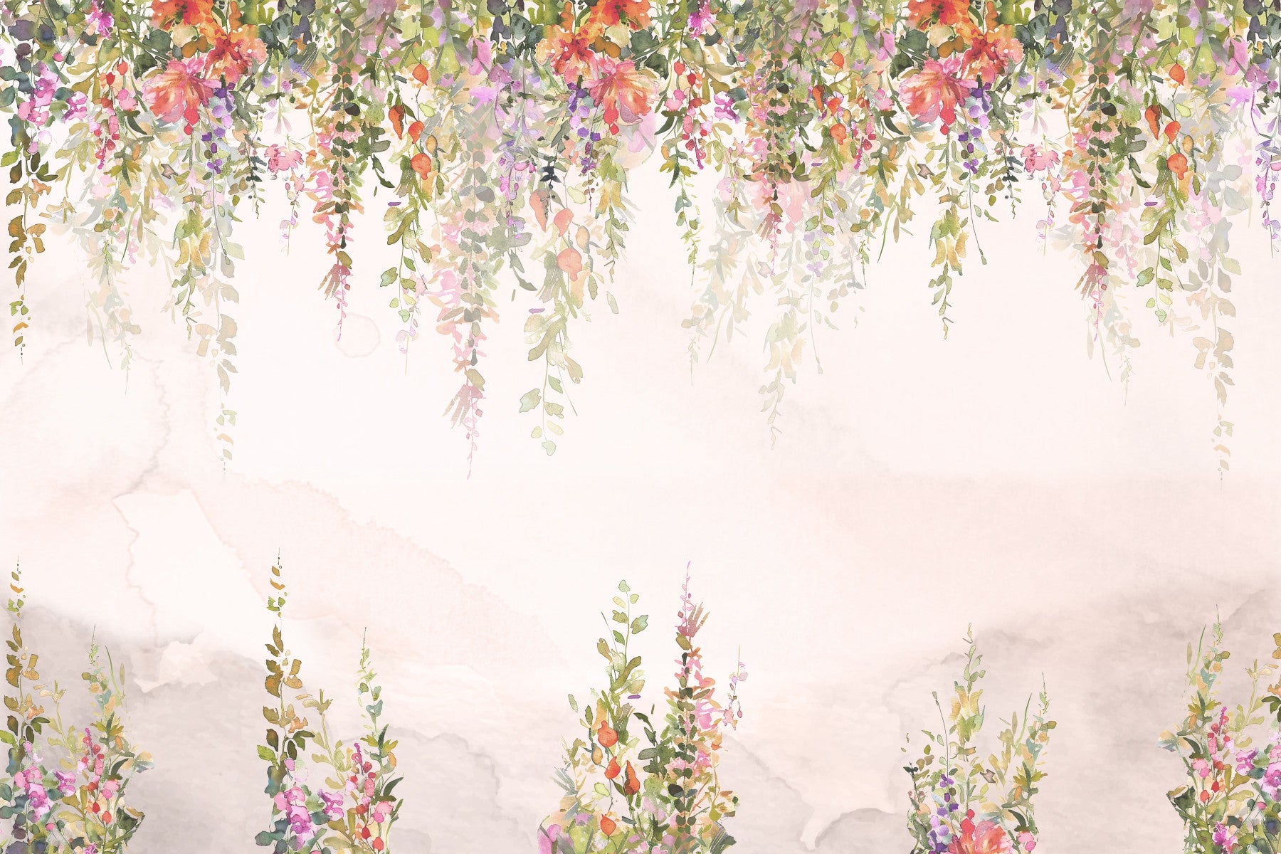 Ethereal Watercolor Blooms Wall Mural