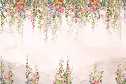 Ethereal Watercolor Blooms Wall Mural