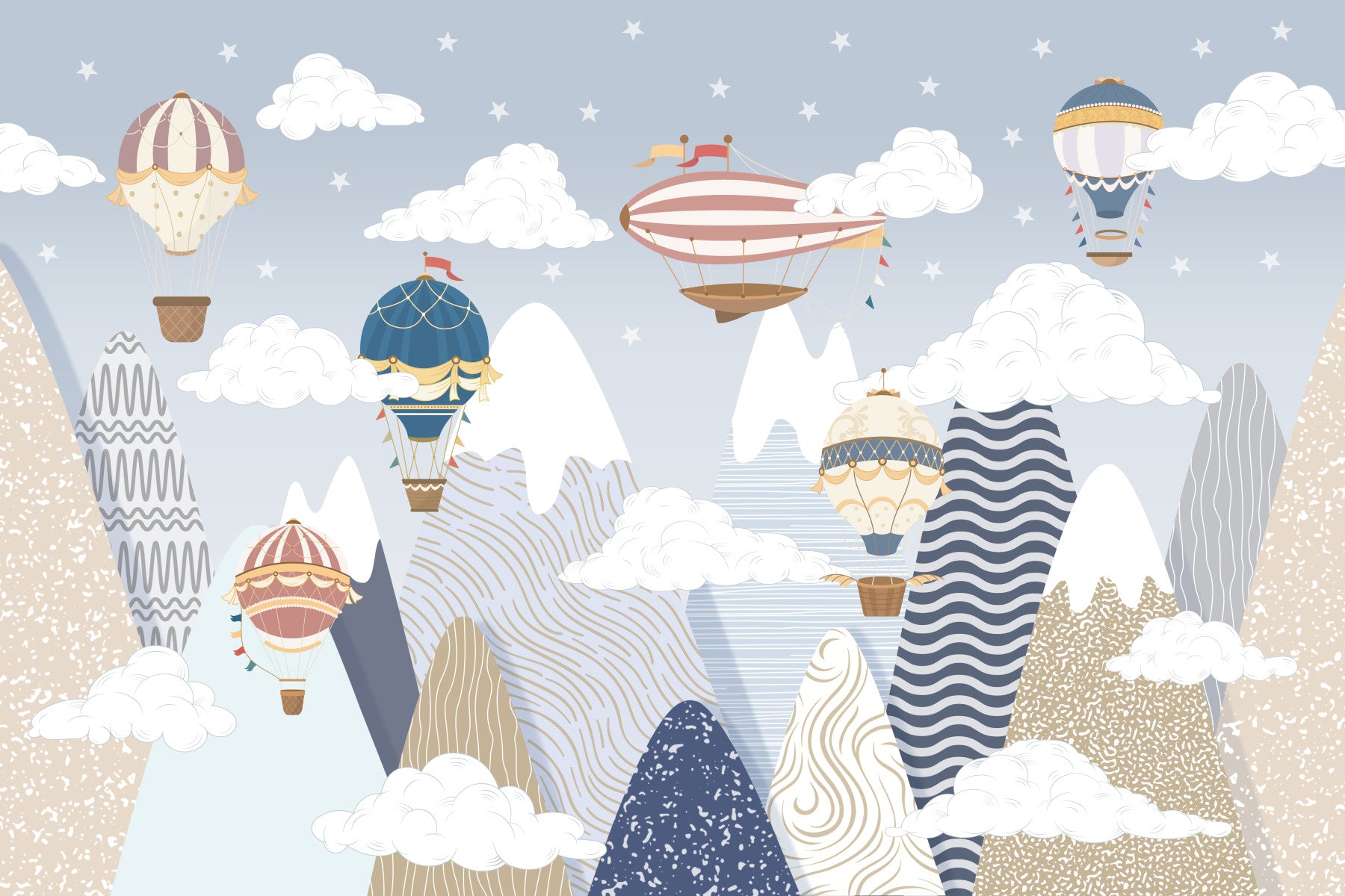 Dreamy Balloon Flight Wall Mural