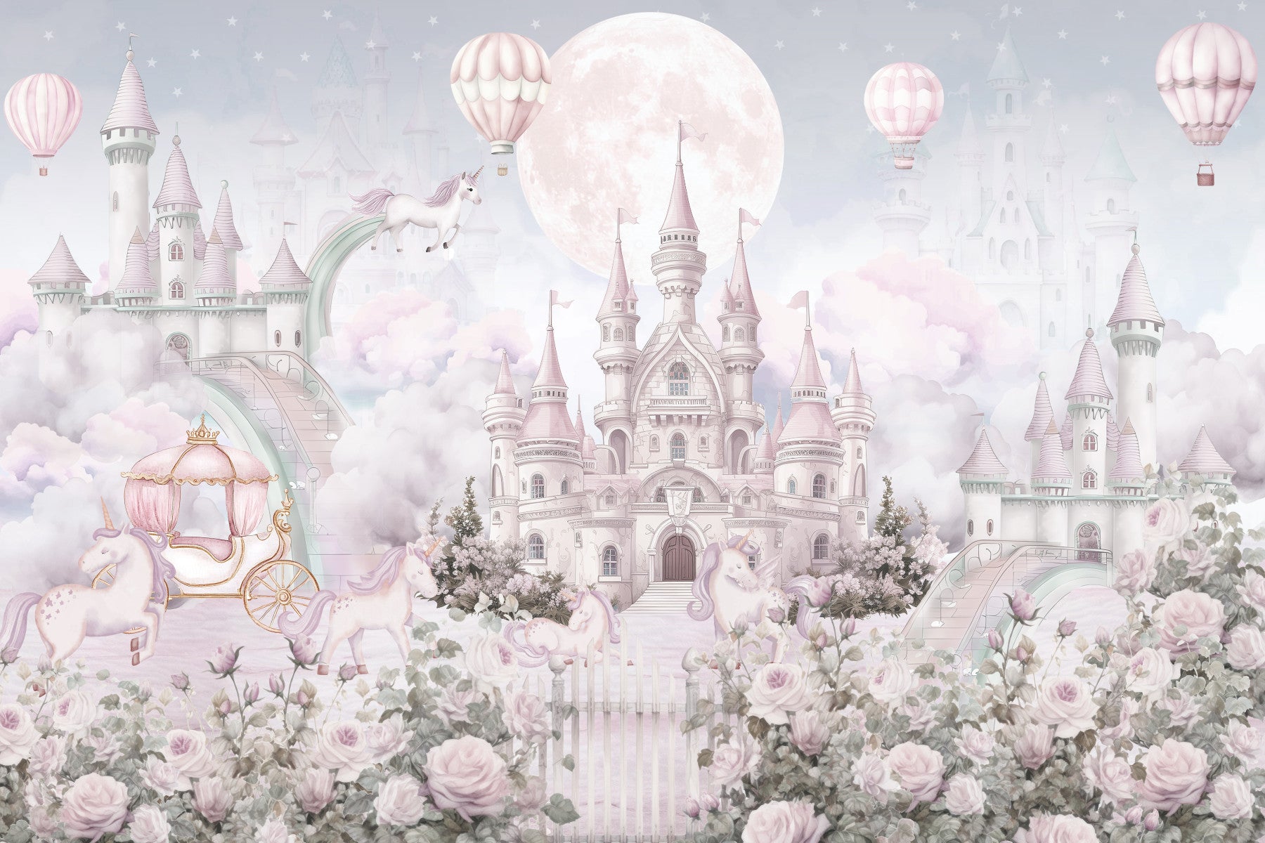 Unicorn Castle Dream Wall Mural in your room — zoomed