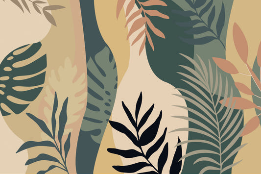 Papier peint mural beige botanique