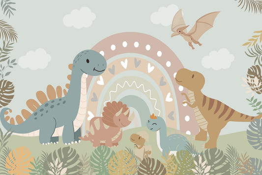 Art mural murale murale arc-en-ciel de dinosaure