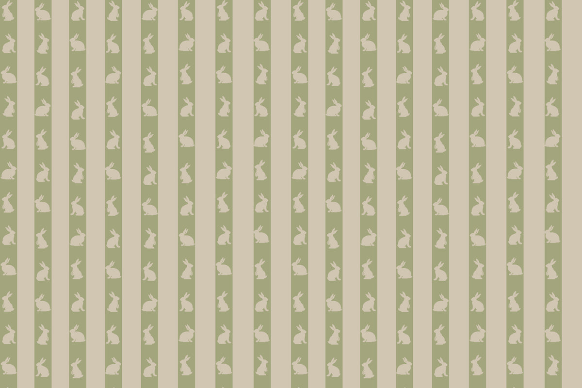 Serene Rabbit Rows Wall Mural in your room — zoomed
