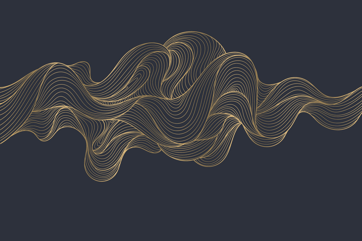 Golden Waves Wall Mural in your room — zoomed