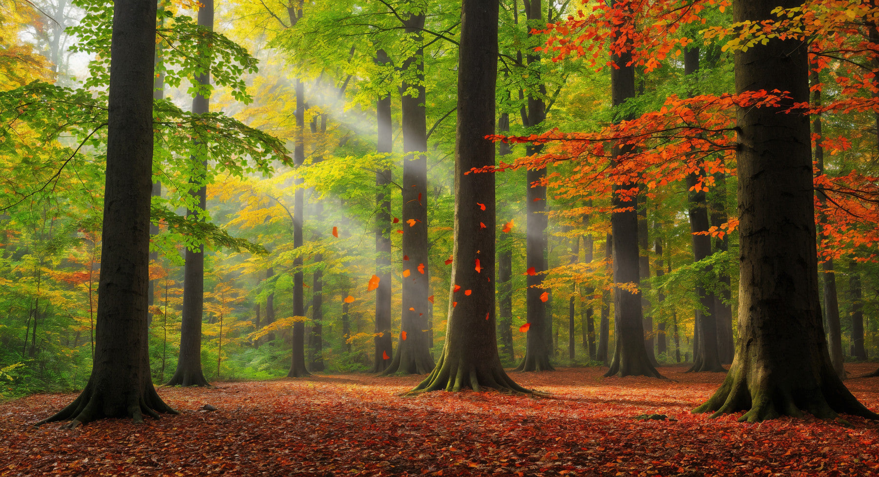 Autumn Forest Glow Wall Mural