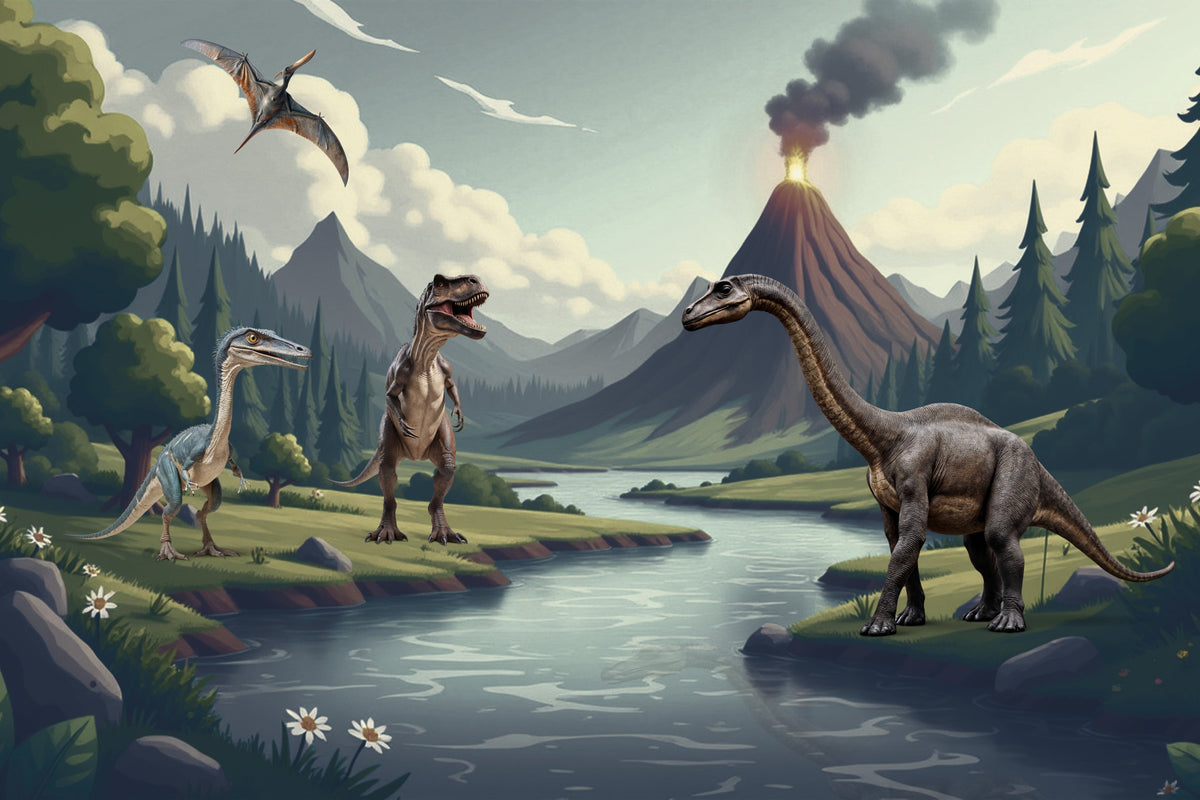 Fresque murale Vallée de la Rivière des Dinosaures in your room — zoomed