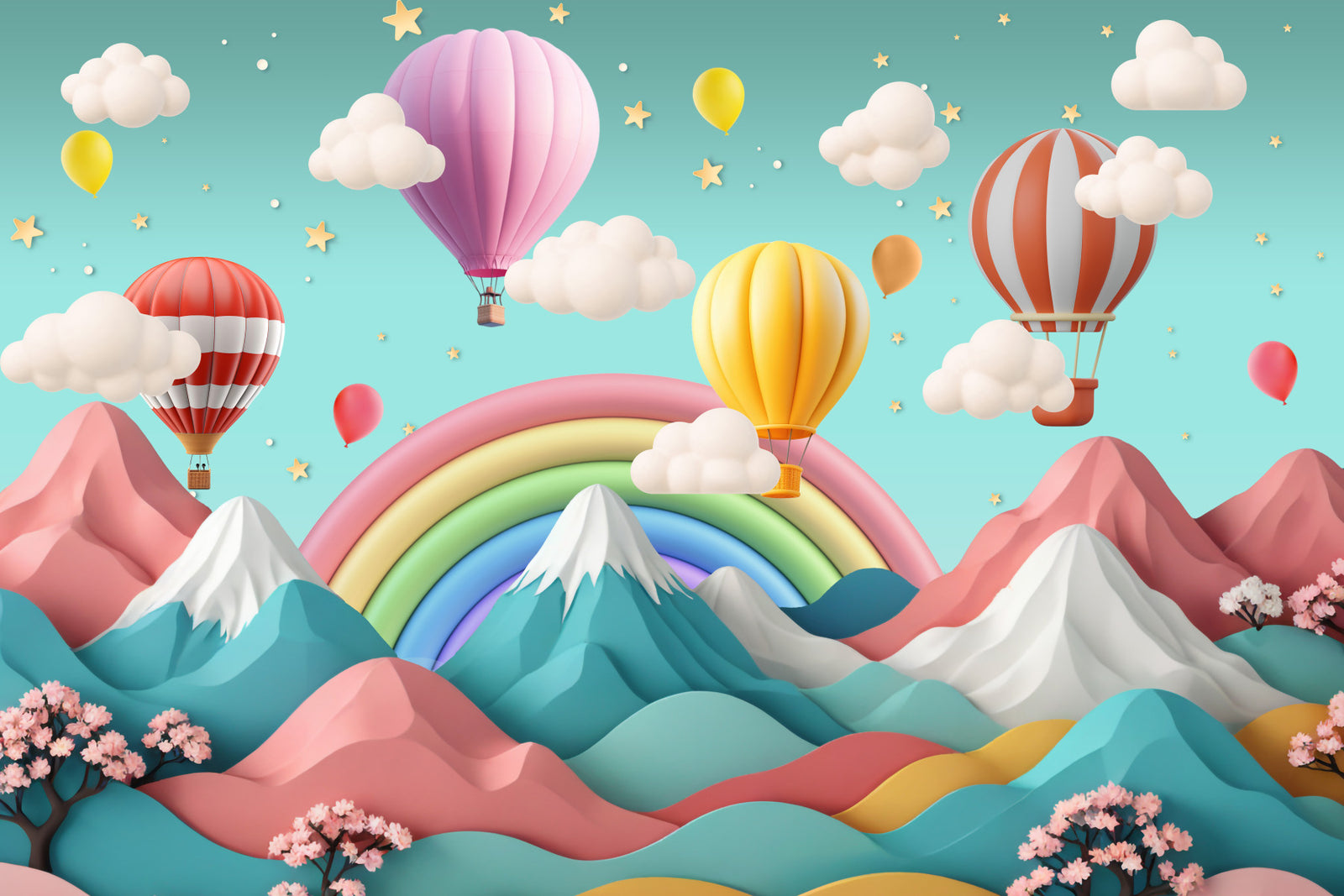 Balloon Sky Dream Wall Mural in your room