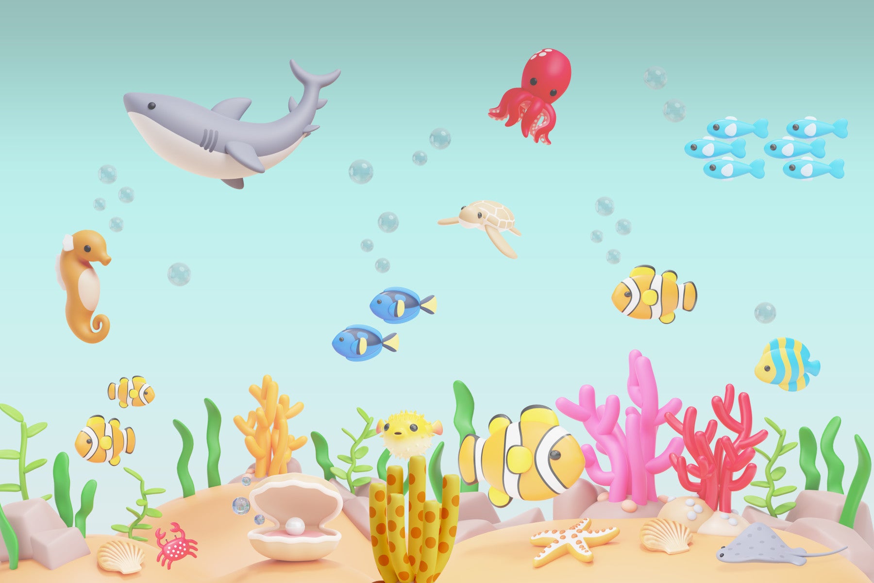 Underwater Friends Wall Mural