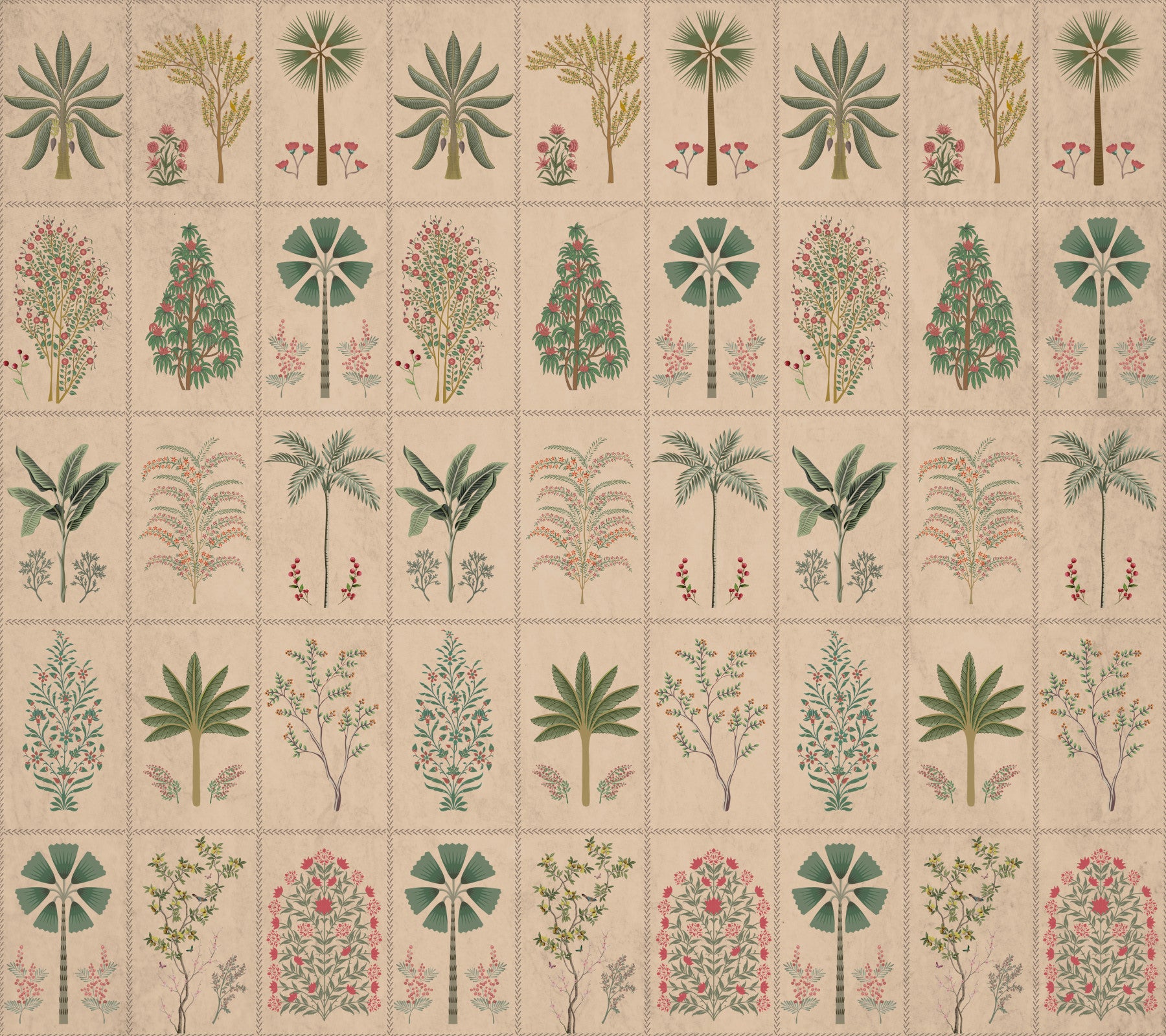 Vintage Garden Tile Wall Mural in your room — zoomed