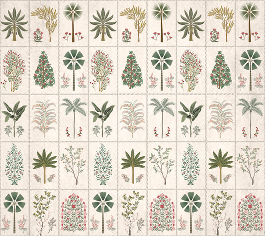 Botanical Block Print Wall Mural