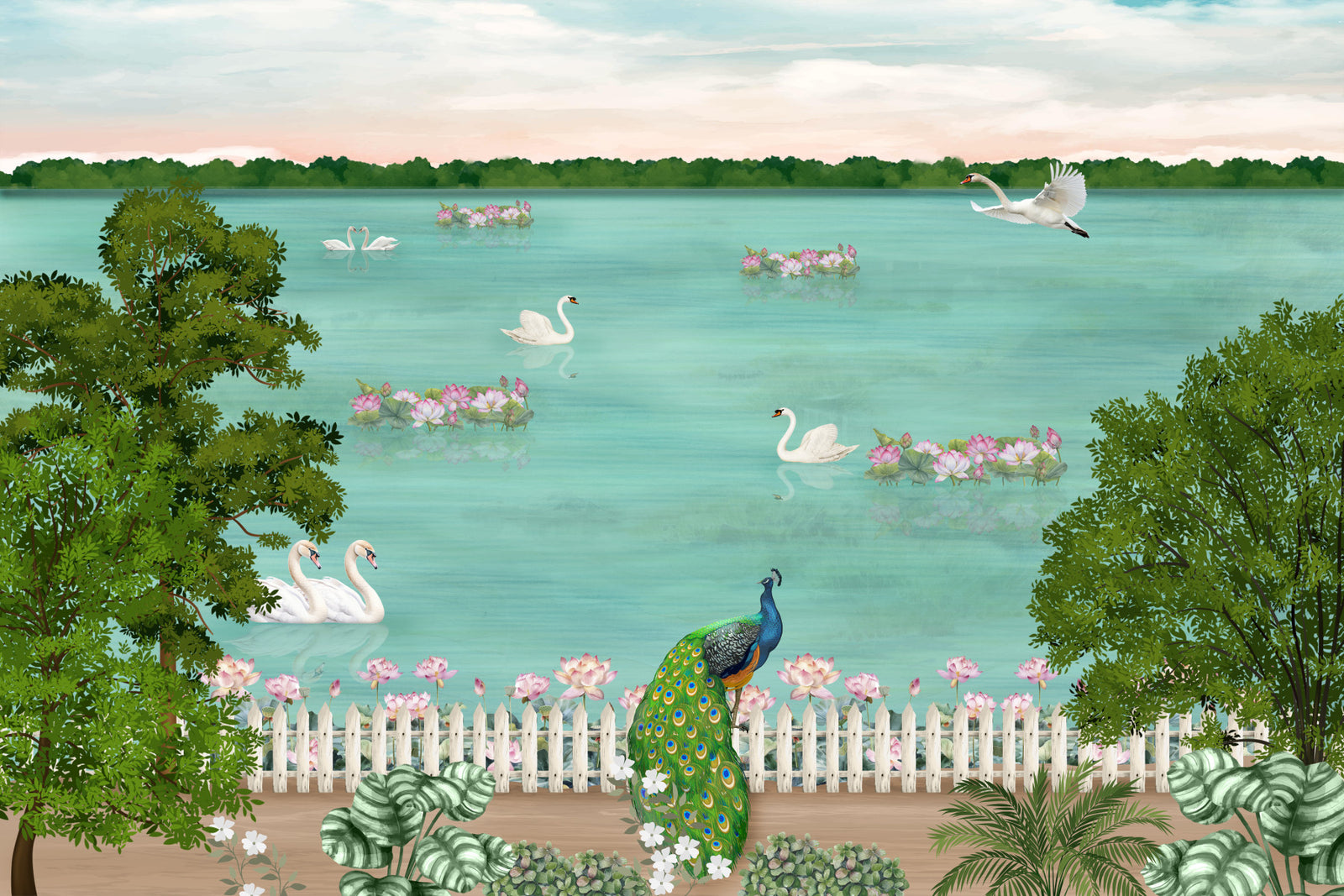 Swan Lake Dream Wall Mural in your room