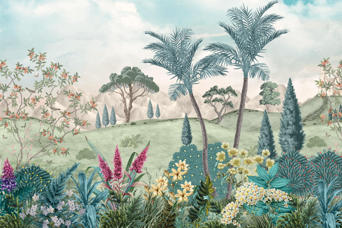 Gentle Palms Botanical Escape Wall Mural in your room