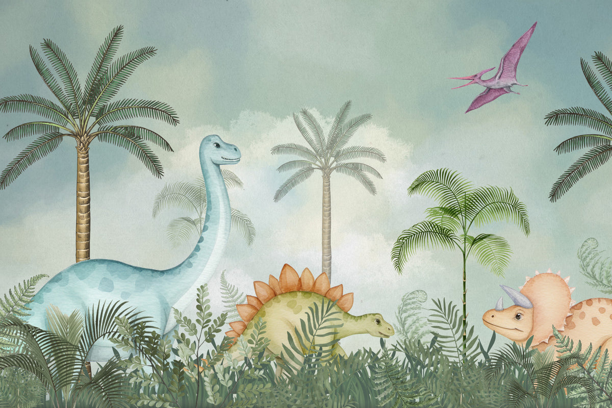 Dino Jungle Dream Wall Mural in your room — zoomed