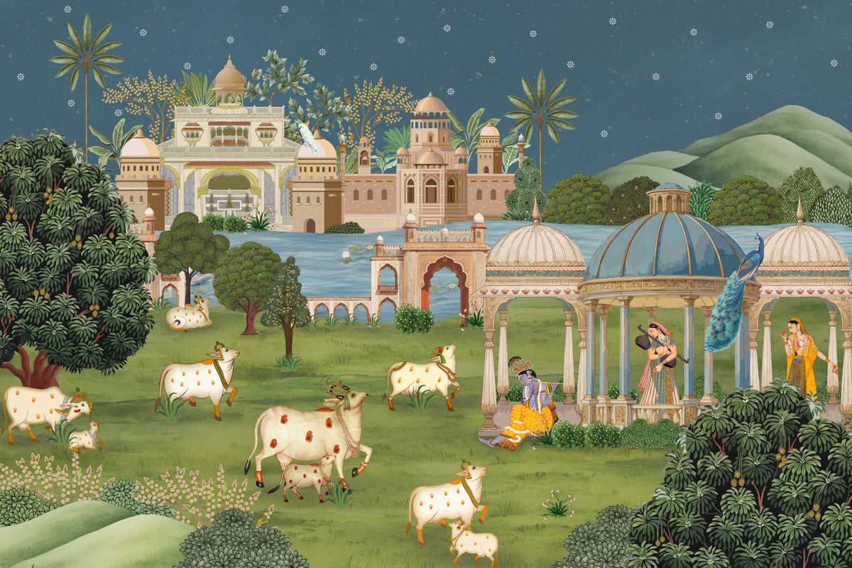 Shyam Kunj Wall Mural in your room — zoomed