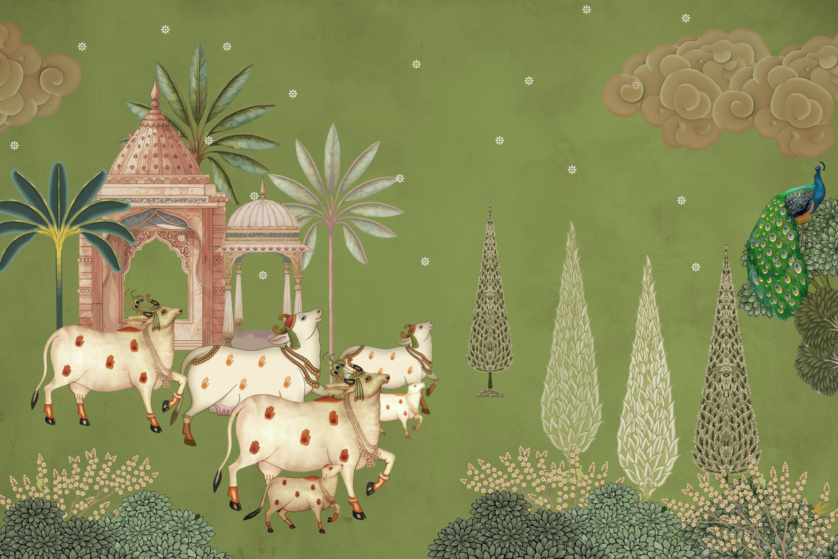 Pichwai Darshan Wall Mural in your room