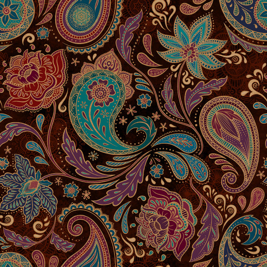 Jewel-toned Boho Paisley - Ruby Wallpaper⁠