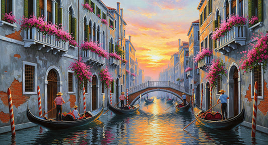 Fresque murale Lever de soleil sur le Canal Grande