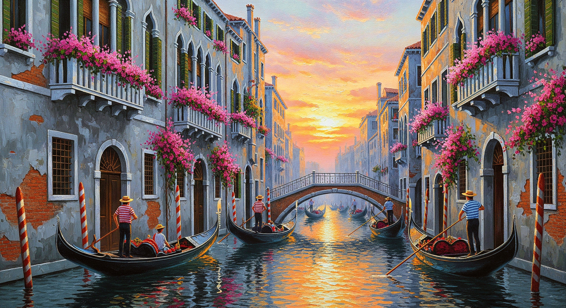 Fresque murale Lever de soleil sur le Canal Grande in your room — zoomed