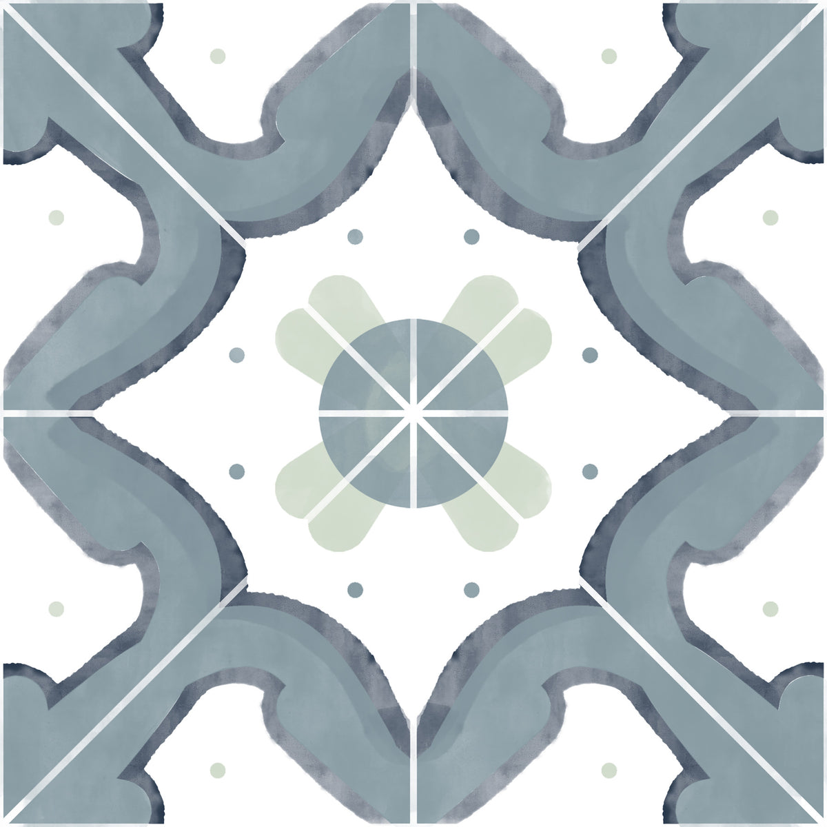 Classic Blue Kitchen Tiles Wallpaper⁠
