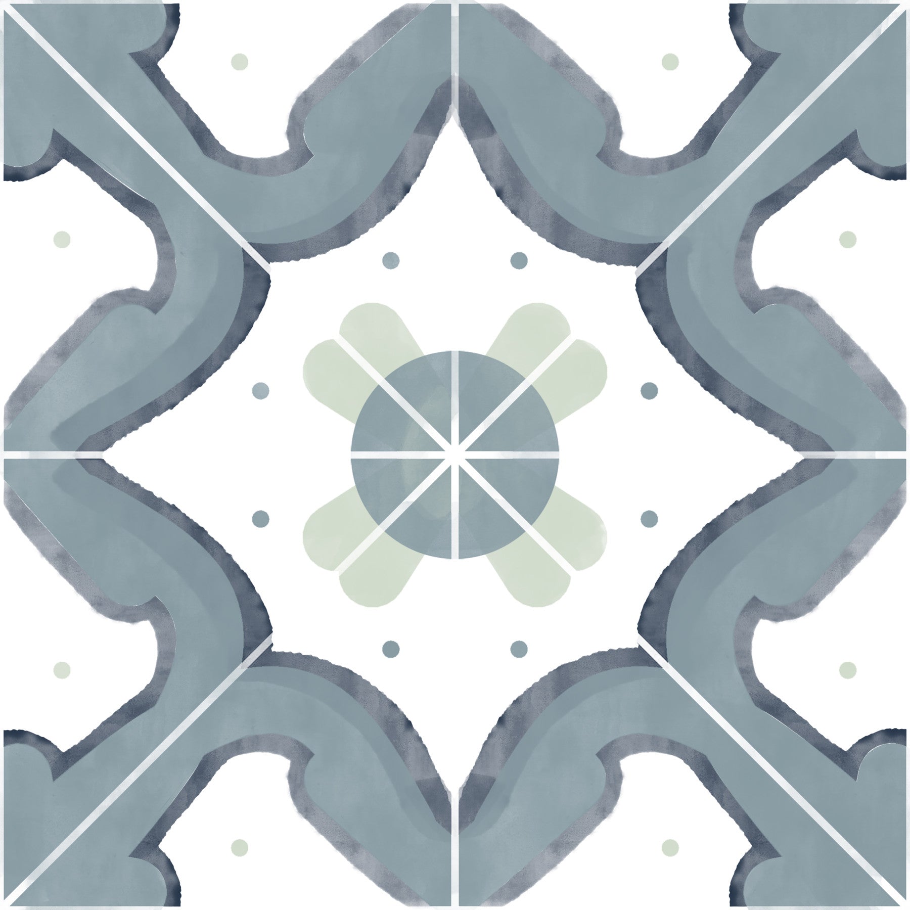Classic Blue Kitchen Tiles Wallpaper⁠ in your room — zoomed