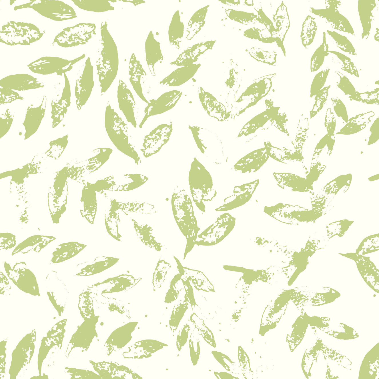 Papier peint à feuilles imprimées vert subtil