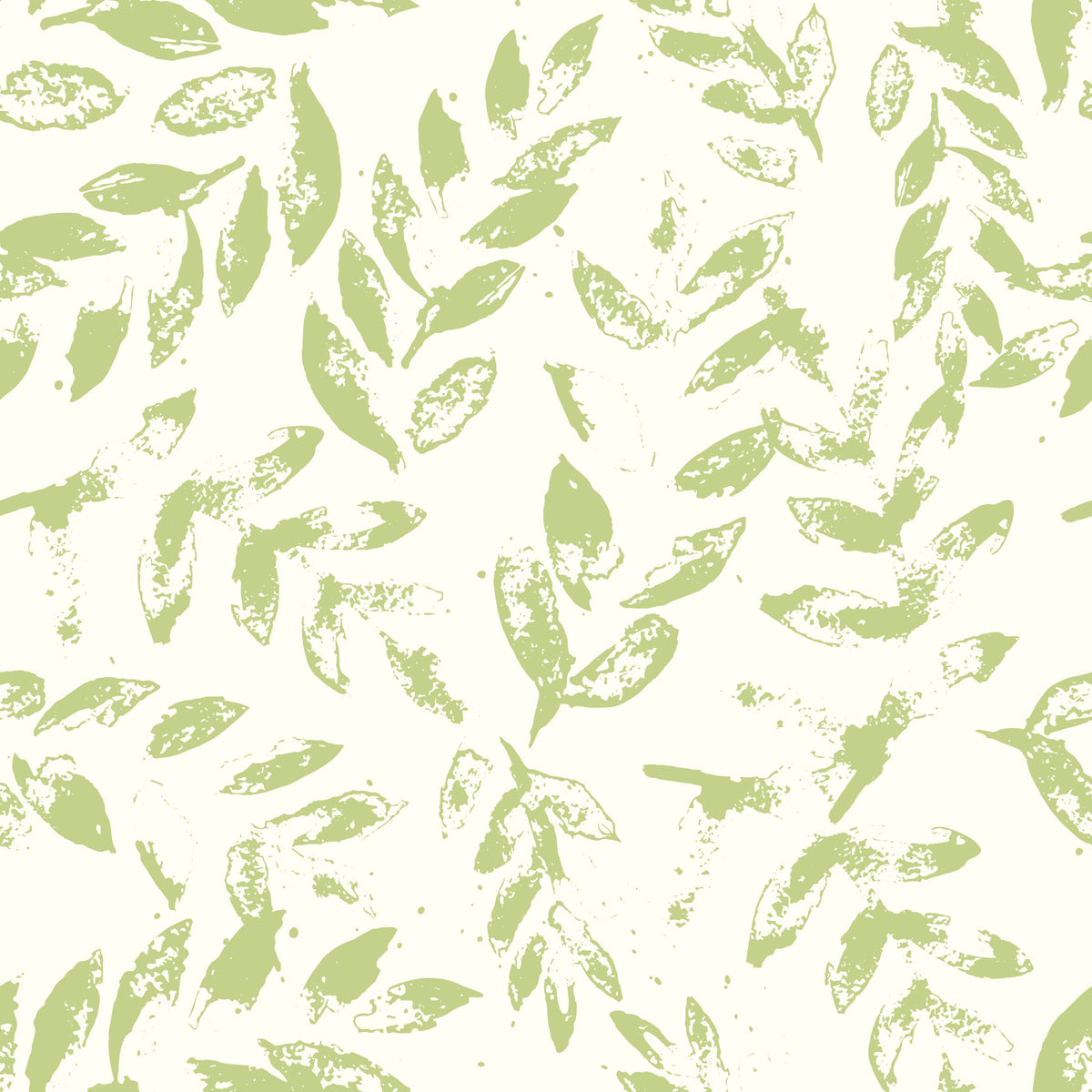 Subtle Green Printed Leaves Wallpaper‚Å† in your room — zoomed