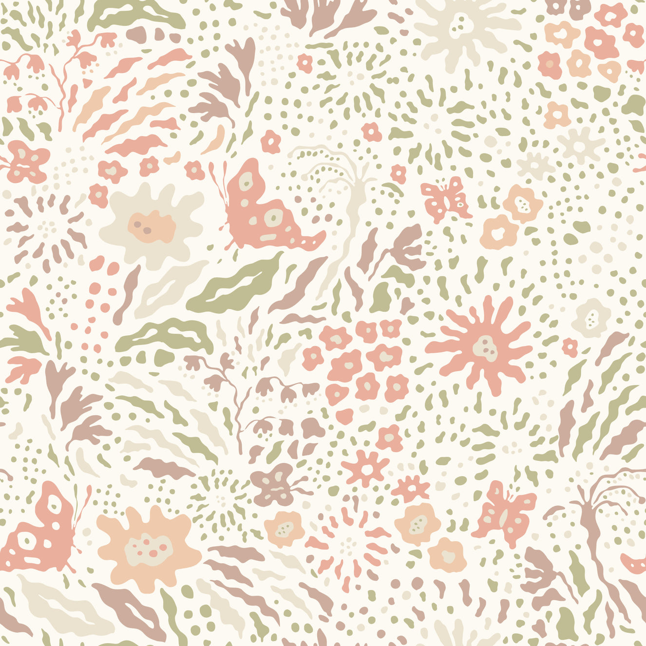 Papier peint Prairie rose subtile