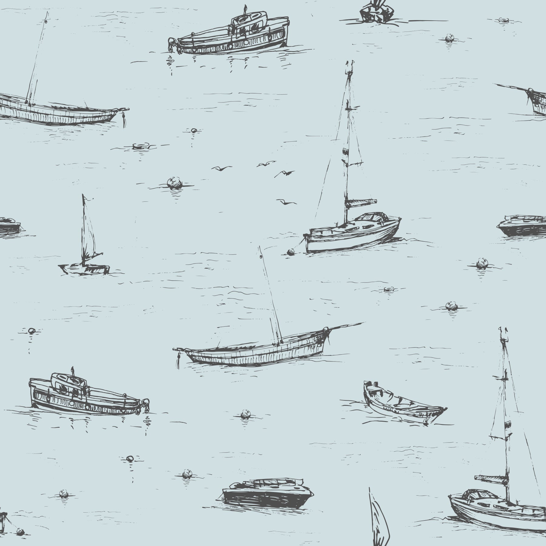 Papier peint Bateaux esquissés in your room — zoomed