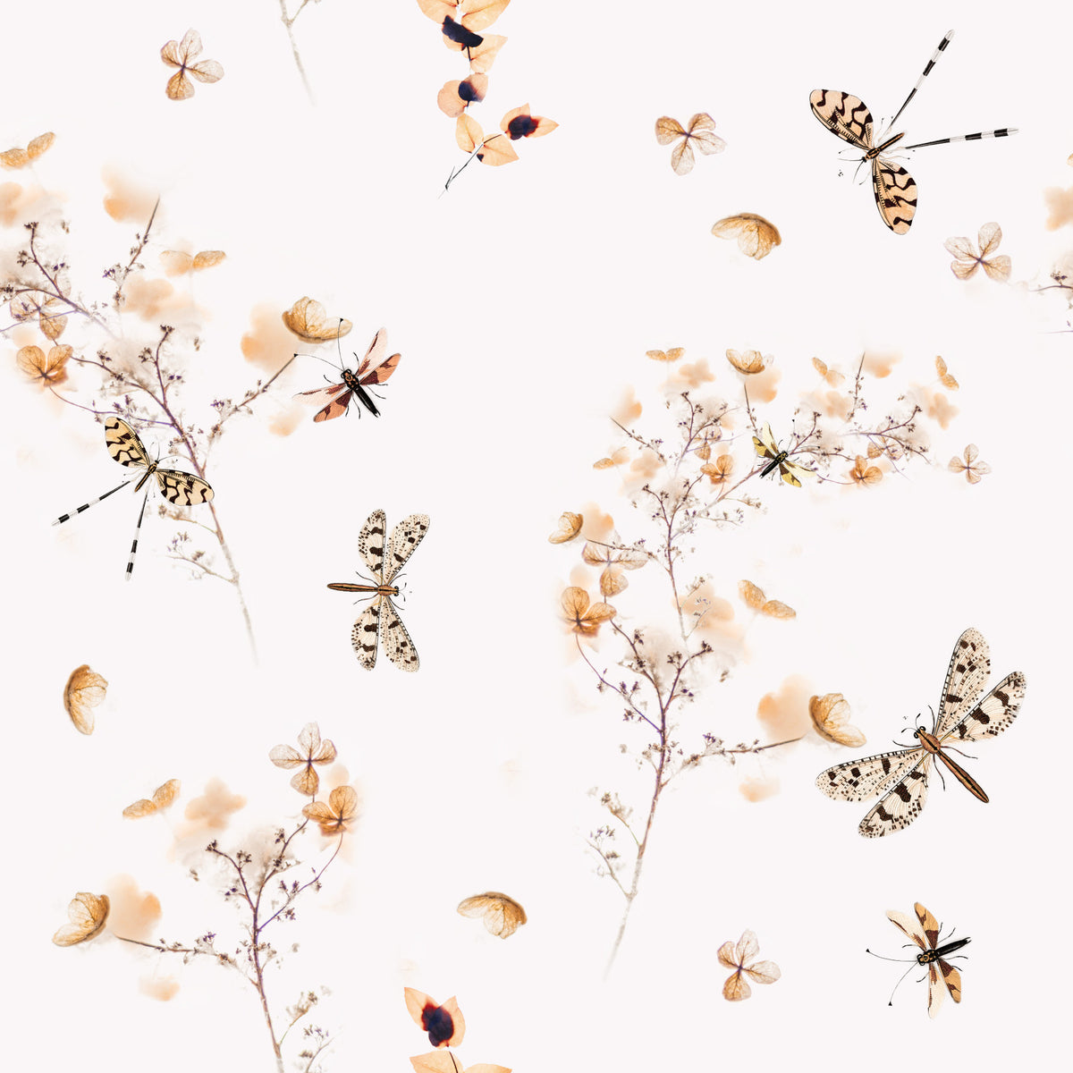 Papier peint Libellules dans les Fleurs in your room
