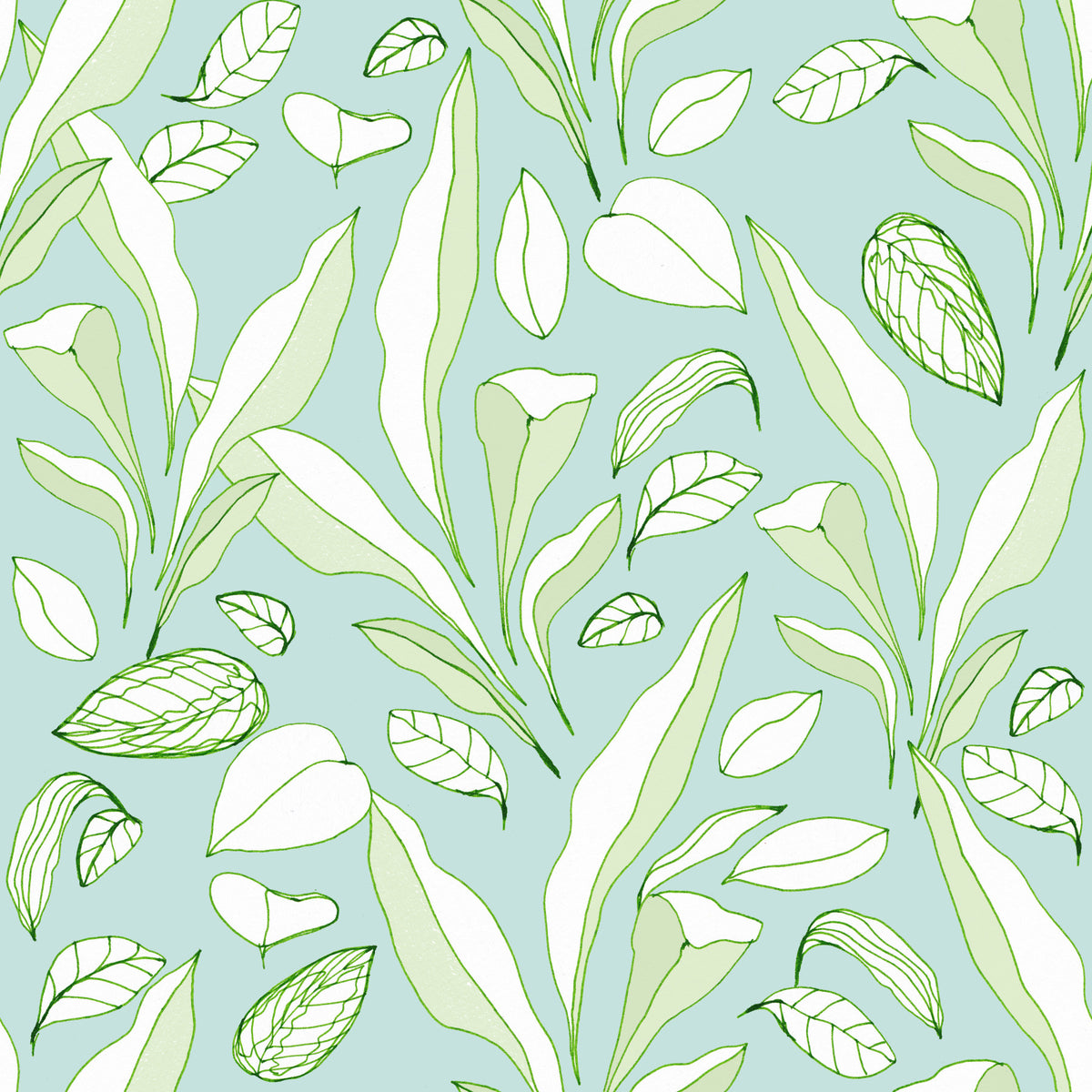Hand Drawn Tropical Leaves Wallpaper⁠ in your room