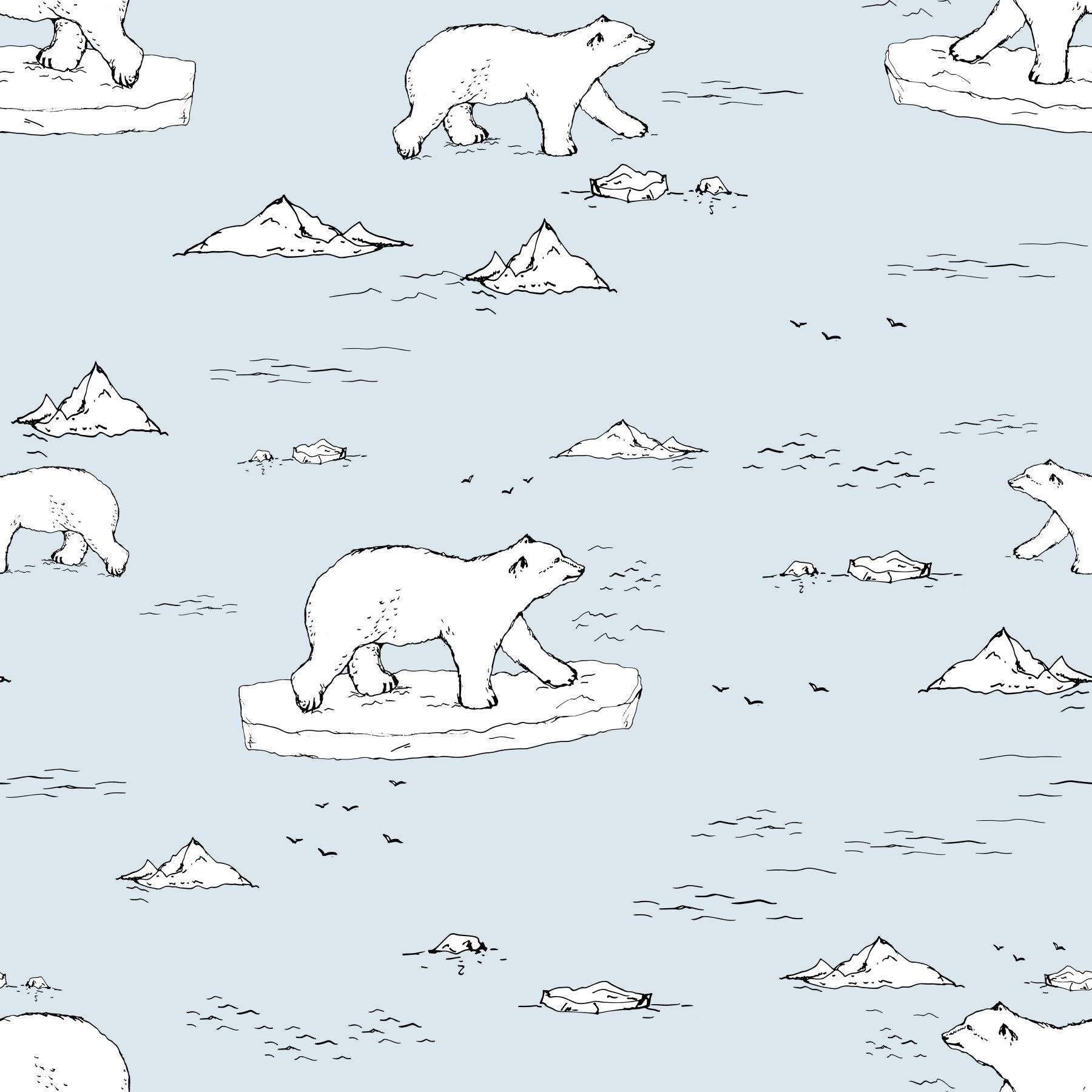 Hand-drawn Polar Bears Wallpaper⁠
