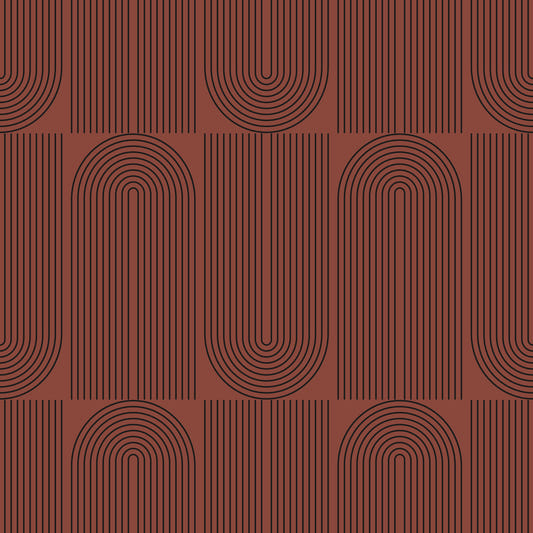 Carta da parati con contorni geometrici marroni