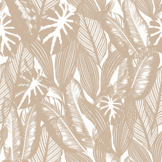 Creamy Tropical Leaves Wallpaper⁠