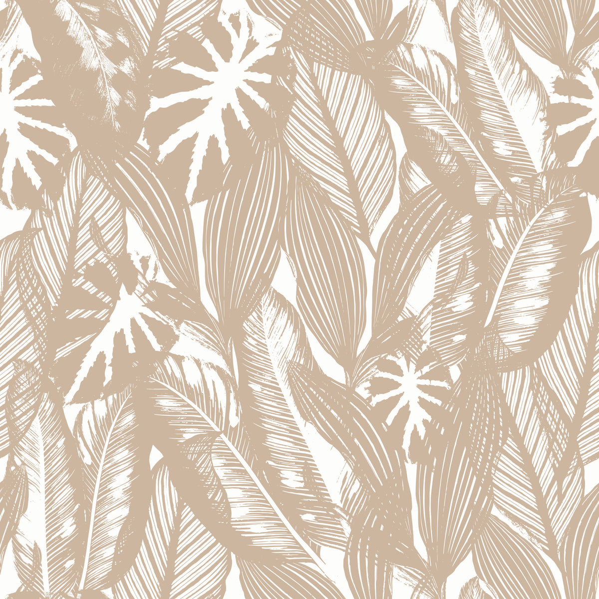Creamy Tropical Leaves Wallpaper⁠ in your room — zoomed