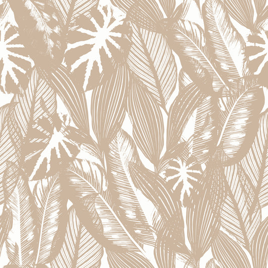 Creamy Tropical Leaves Wallpaper⁠