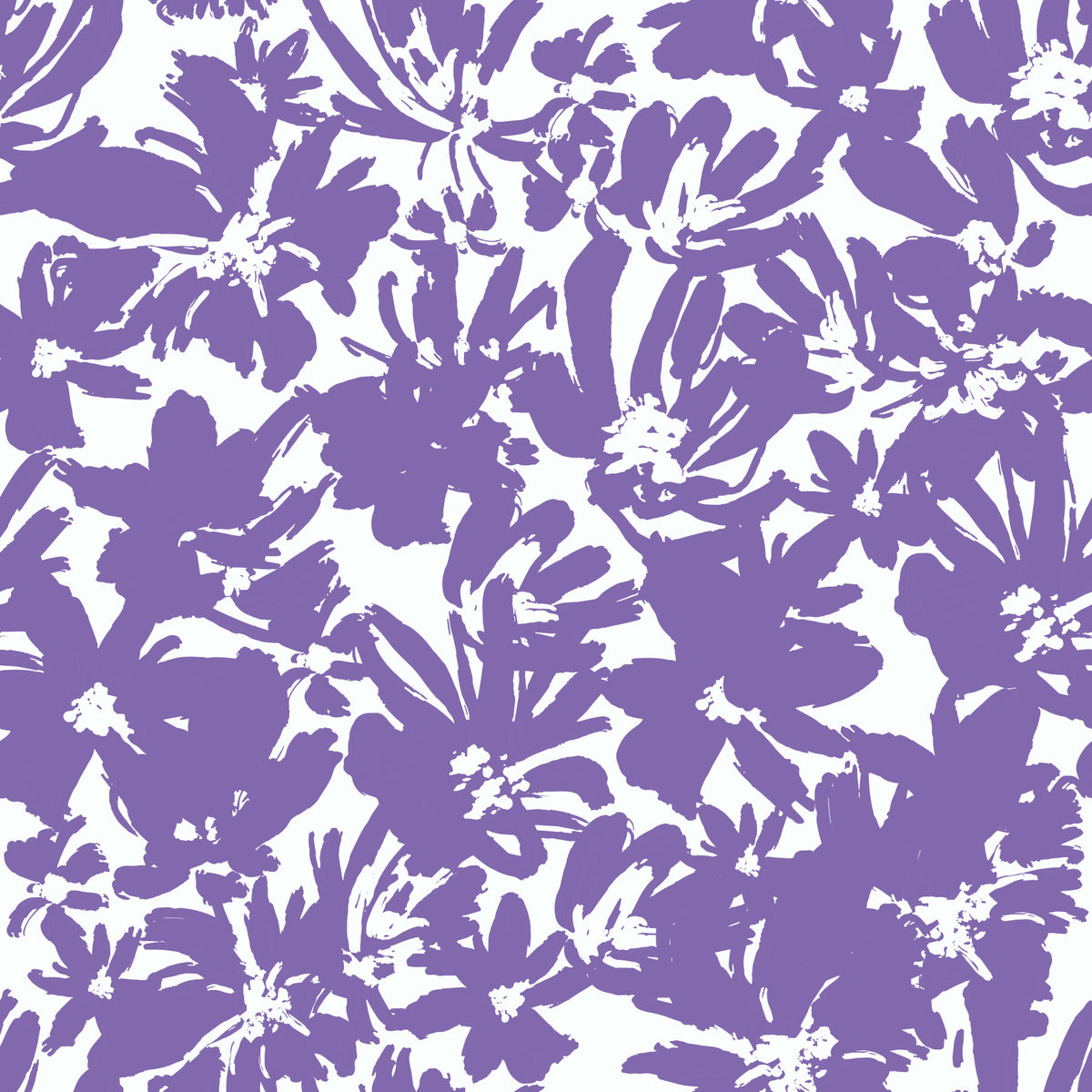 Abstract Painted Purple Flowers Wallpaper⁠ in your room