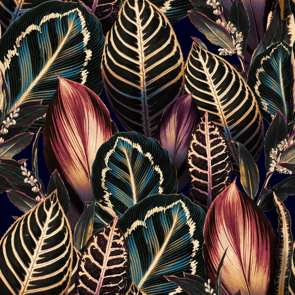 Dark Moon Leaves Wallpaper⁠ in your room — zoomed