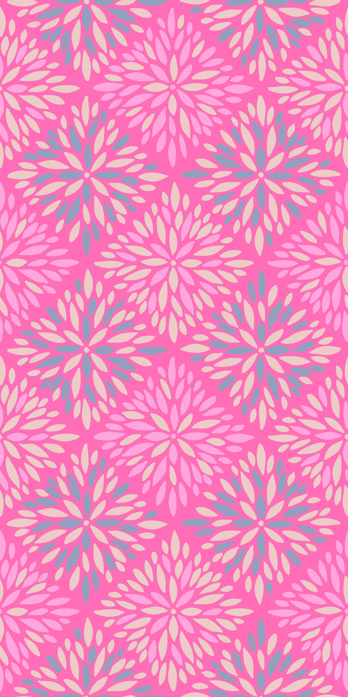 Dahlia Diamonds Bohemian Floral Damask Tiles Fuchsia Hot Pink Wallpaper⁠