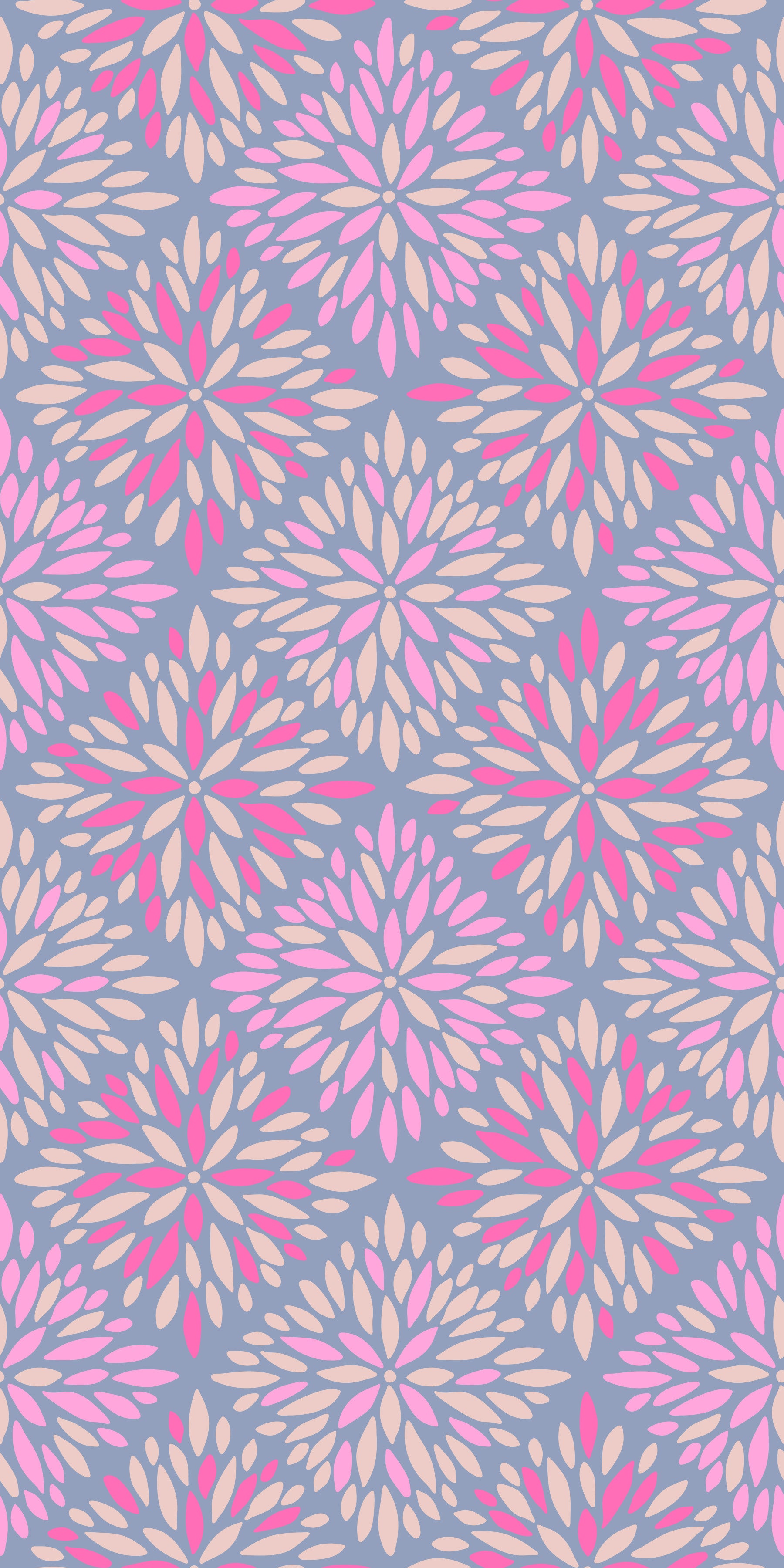Dahlia Diamonds Boho Floral Tile Pink Lavender Purple Wallpaper⁠