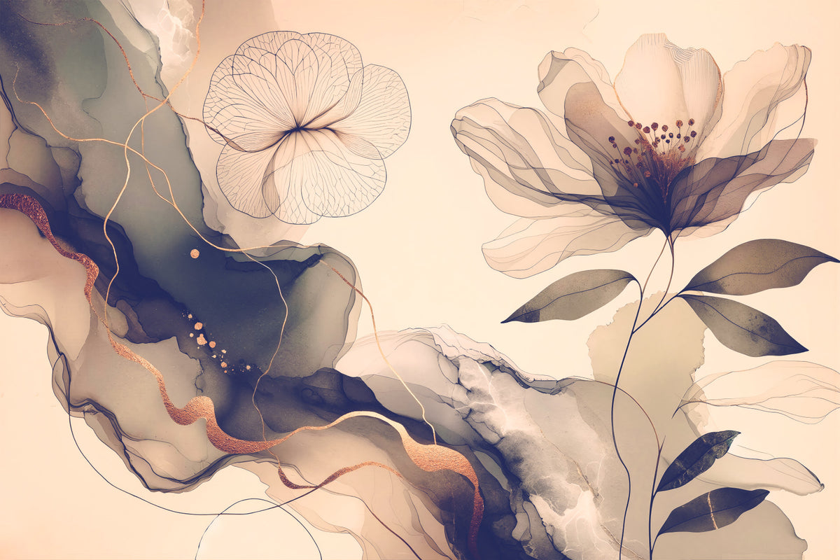 Dreamy Sage Garden Sepia  Wall Mural in your room — zoomed