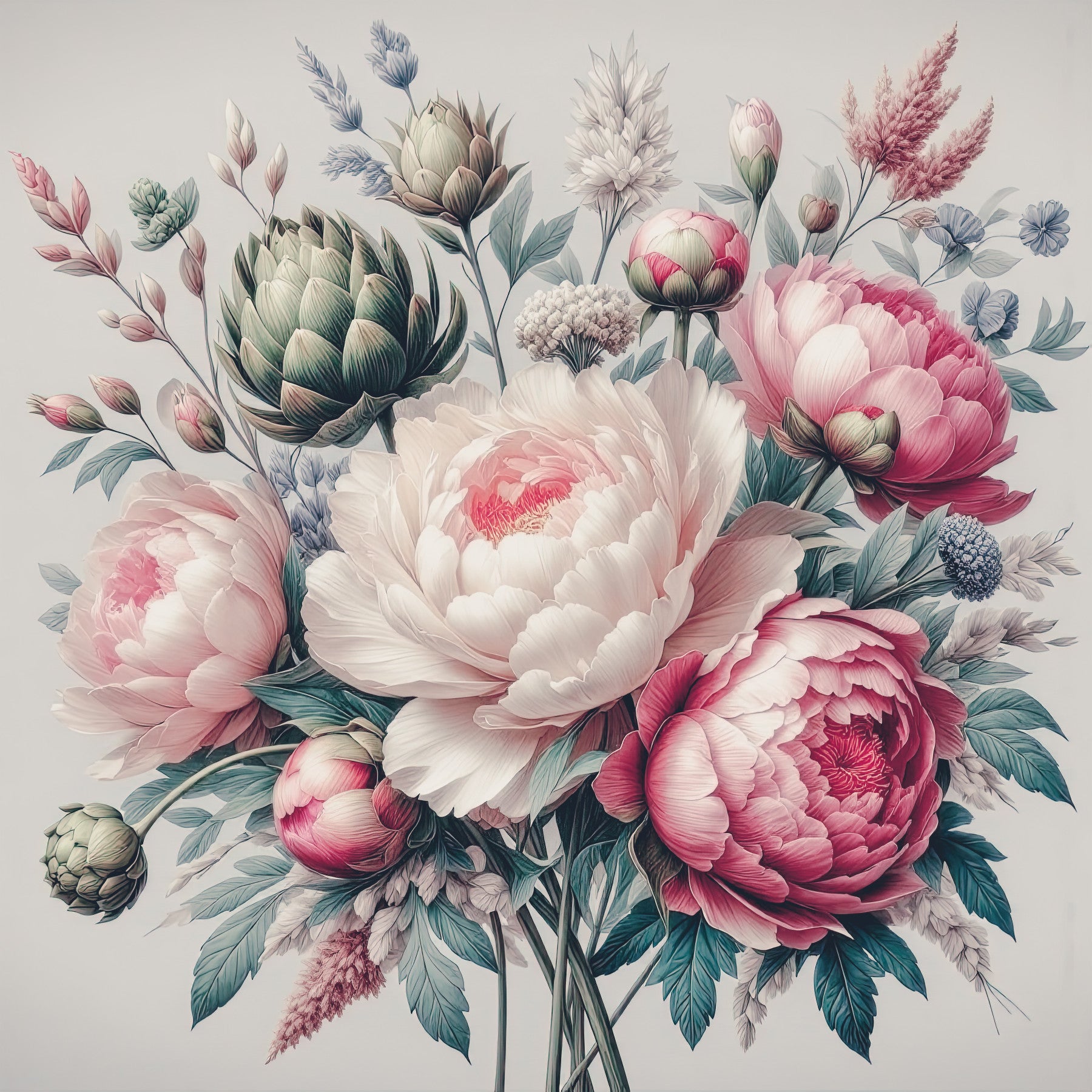 Vintage Peonies Spring Wall Mural