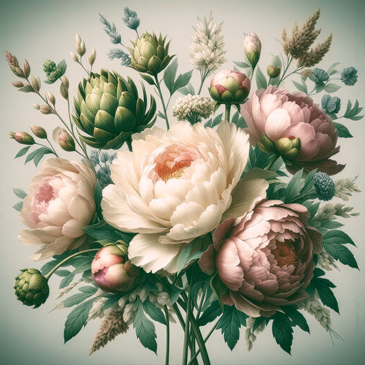 Vintage Peonies Baroque Wall Mural