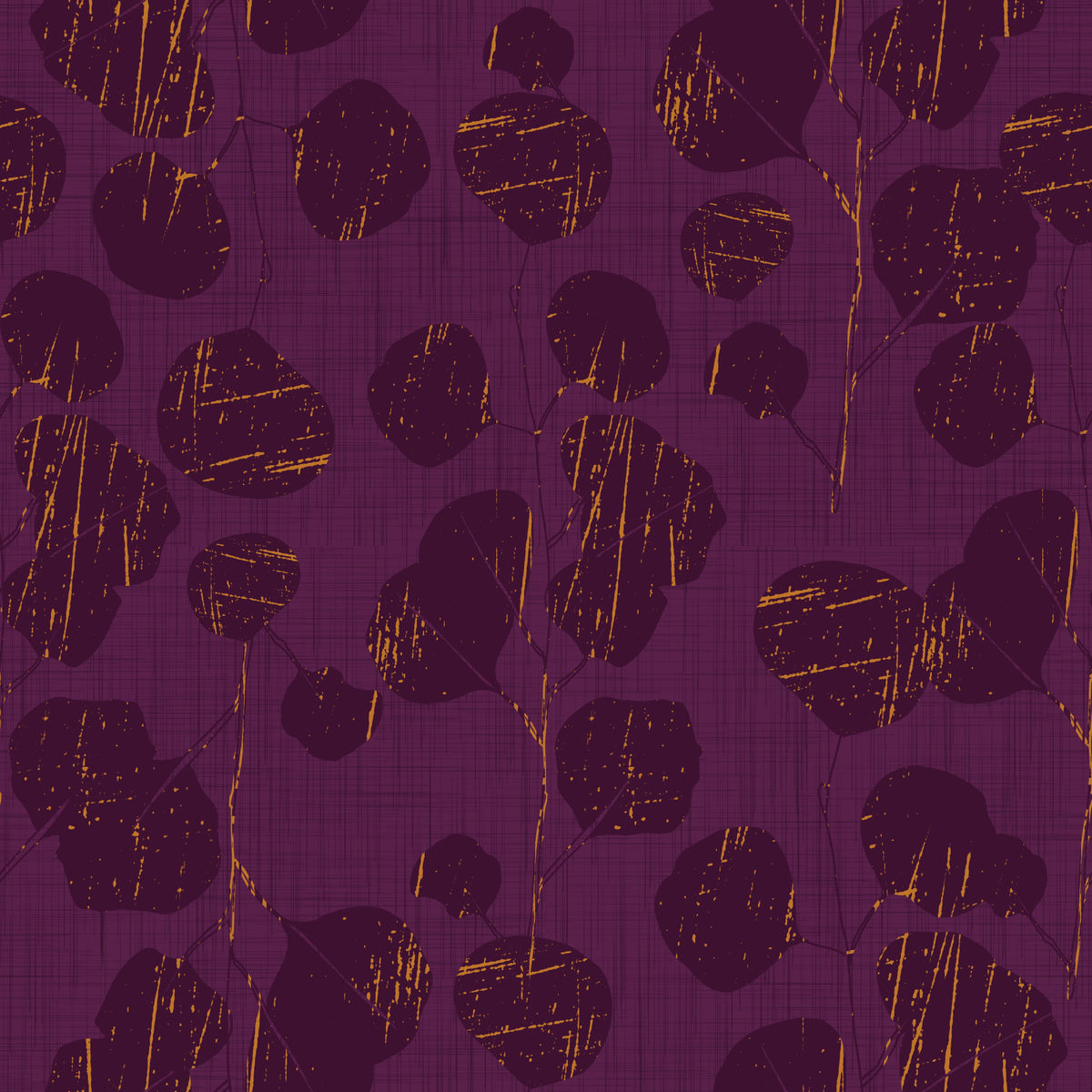 Papier peint botanique prune feuilles violet ton bijou bohème in your room — zoomed