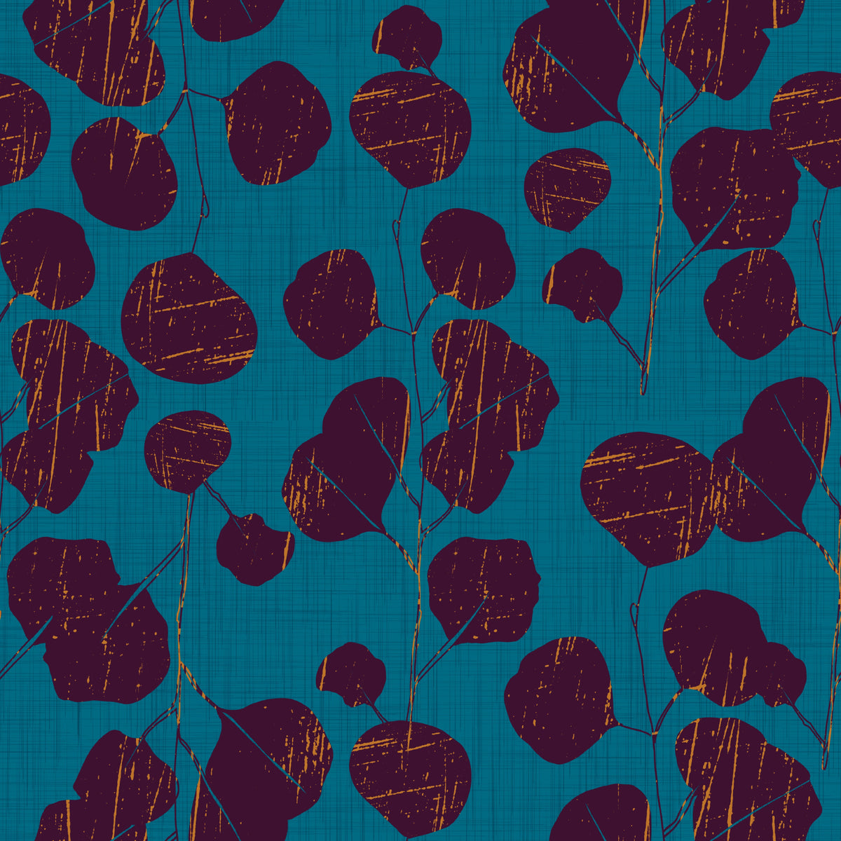 Papier peint botanique feuilles de prunier ton bijou bohème bleu sarcelle in your room