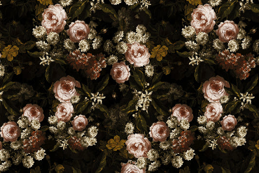 Fresque murale florale baroque de minuit