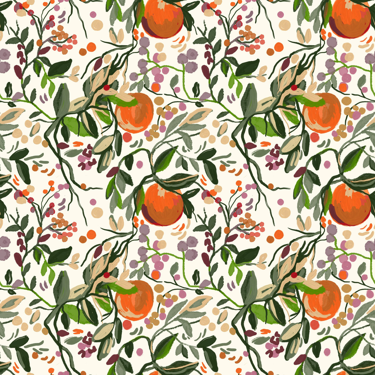 Papier peint motif orange botanique in your room — zoomed