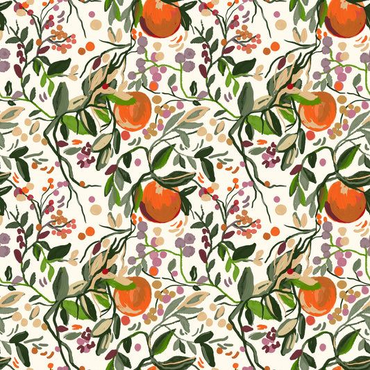 Botanical Orange Motif Wallpaper⁠