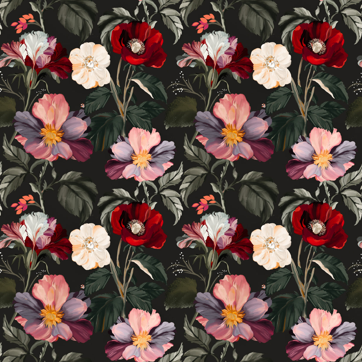 Dark Romance Floral Wall Mural in your room