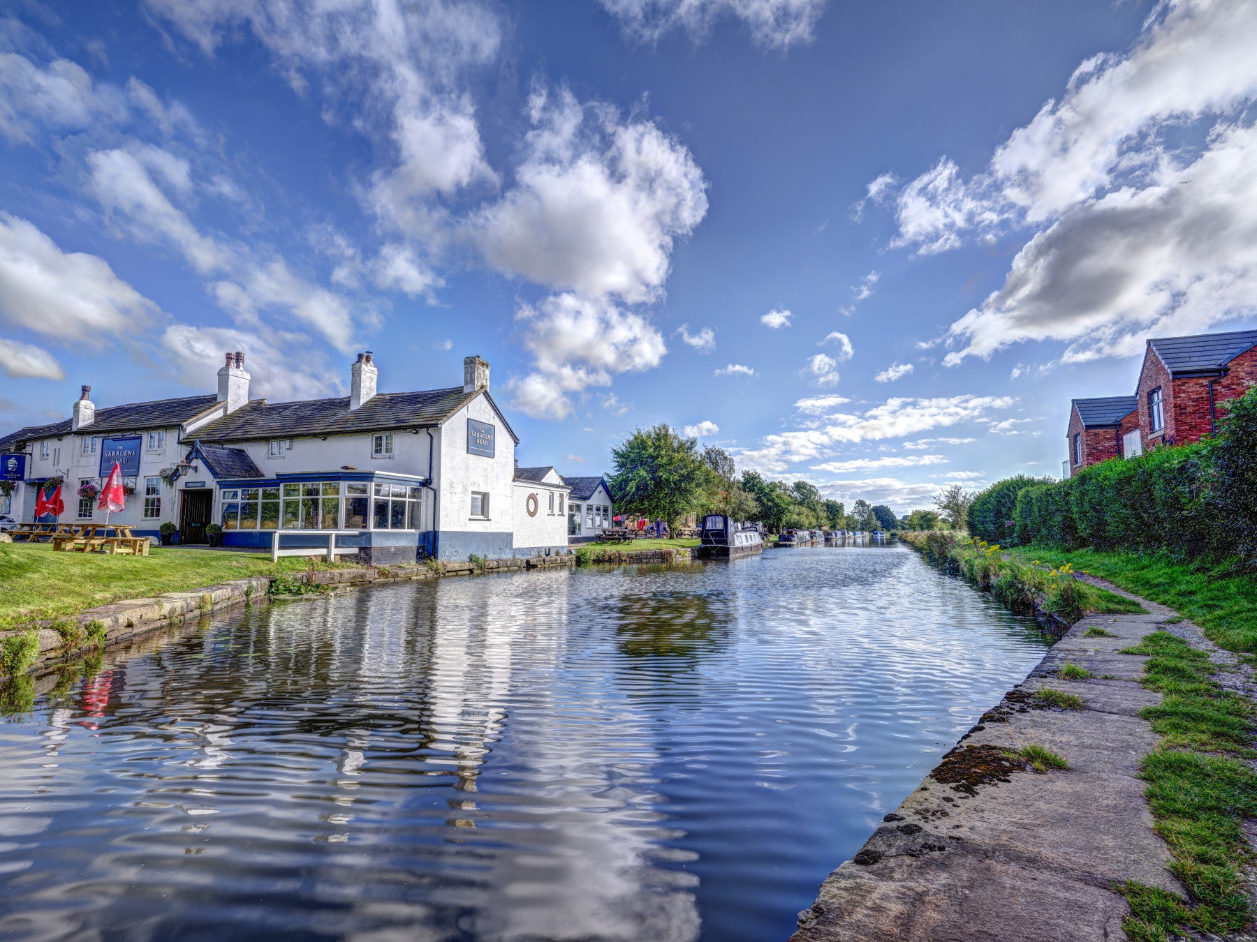 Canalside dining in Southport Wall Mural in your room — zoomed