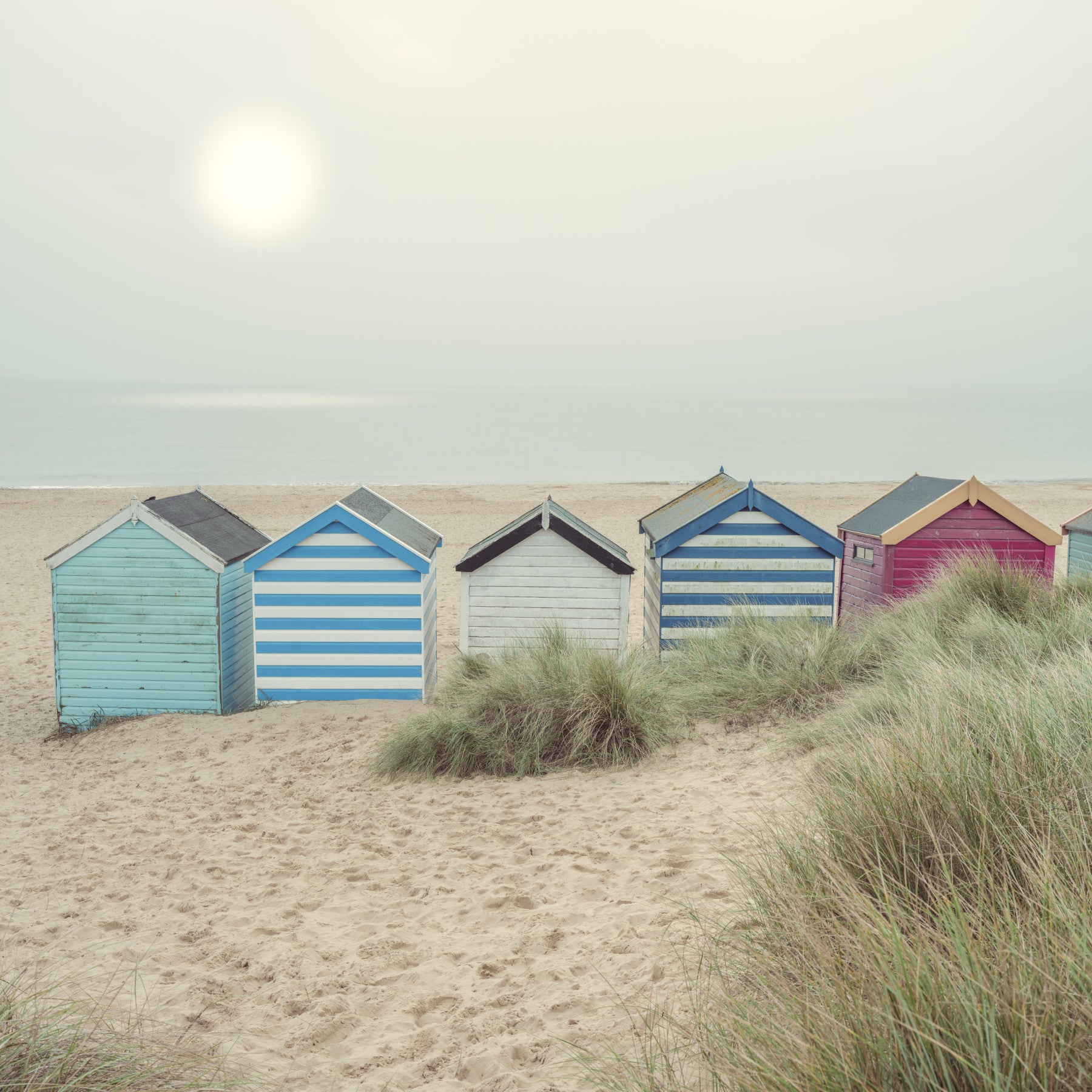 Row of Beach Huts Wall Mural